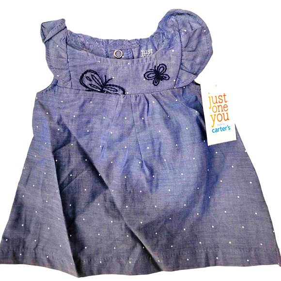 Carter's Baby Girl Butterfly Chambray Dre Just One You® 18-21.5 Inches / 6-9 Lbs - Picture 2 of 4